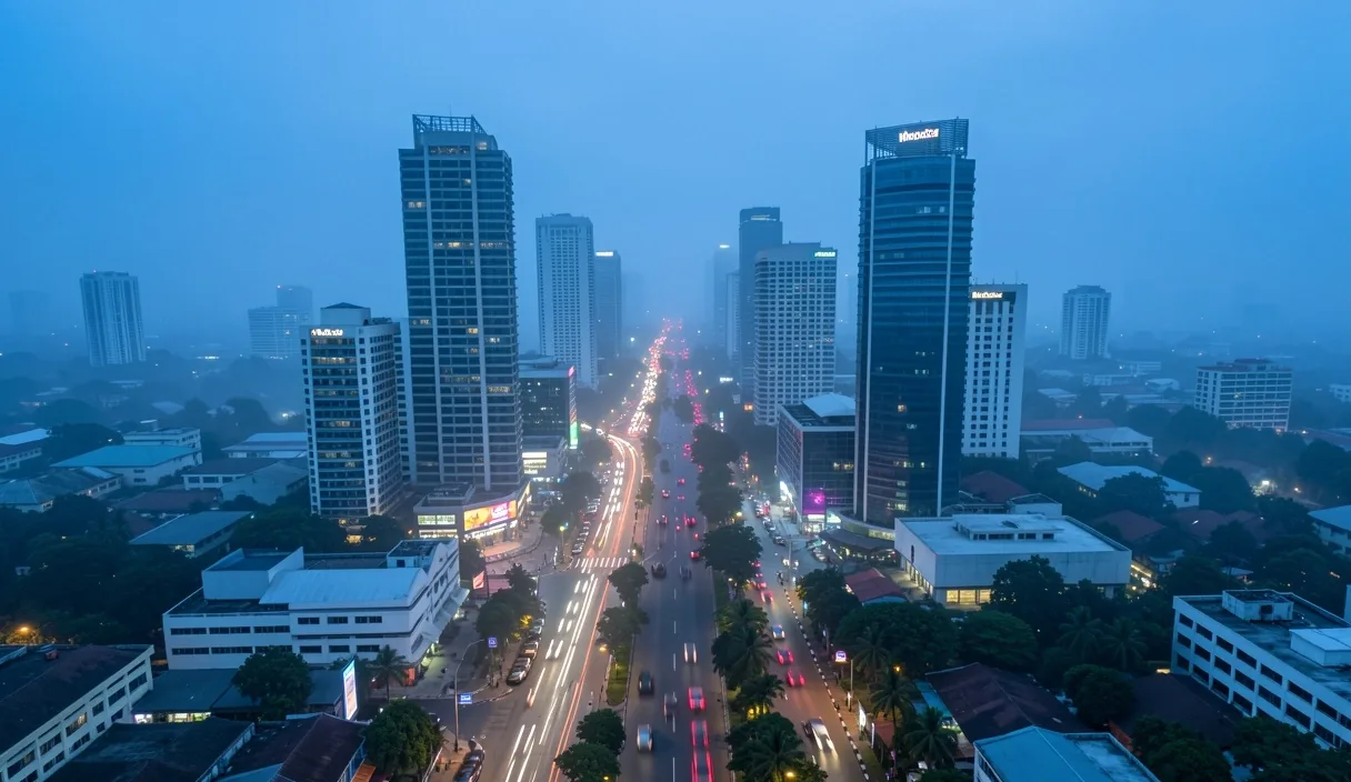 Jakarta business district in the early morning